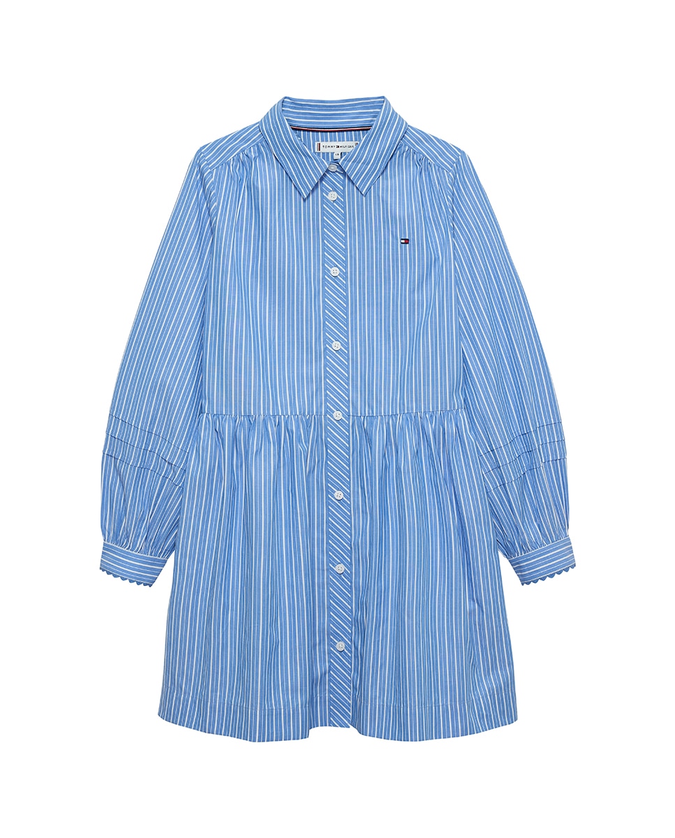 Vestido Camiseiro às Riscas - Azul-Celeste Azul-5