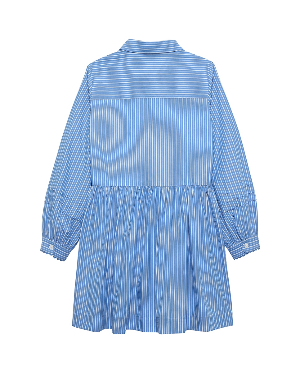 Vestido Camiseiro às Riscas - Azul-Celeste Azul-6