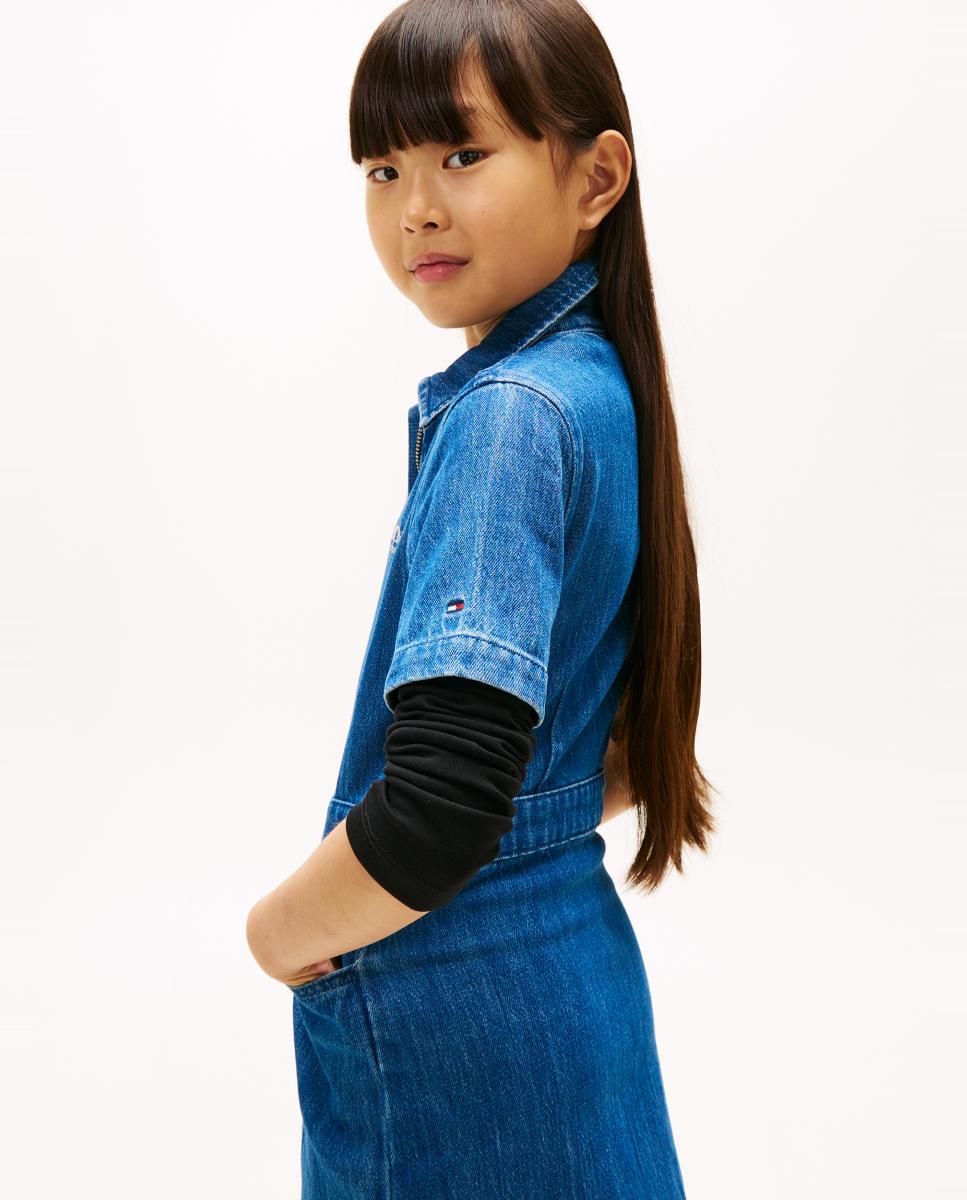 Vestido de Ganga com Fecho de Correr à Frente Tommy Hilfiger Azul-4