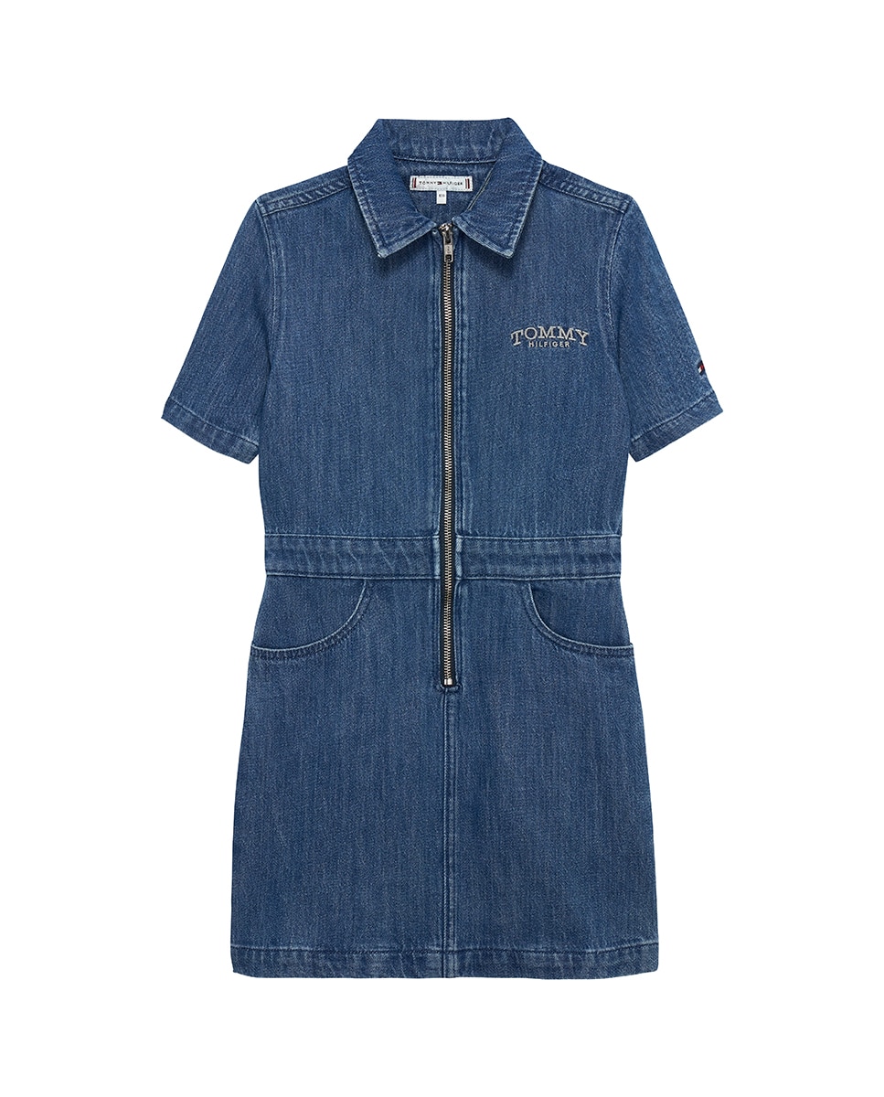 Vestido de Ganga com Fecho de Correr à Frente Tommy Hilfiger Azul-5