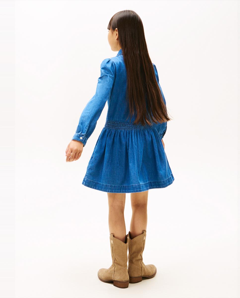 Vestido Camiseiro de Ganga com Bordado na Gola Tommy Hilfiger Azul-2
