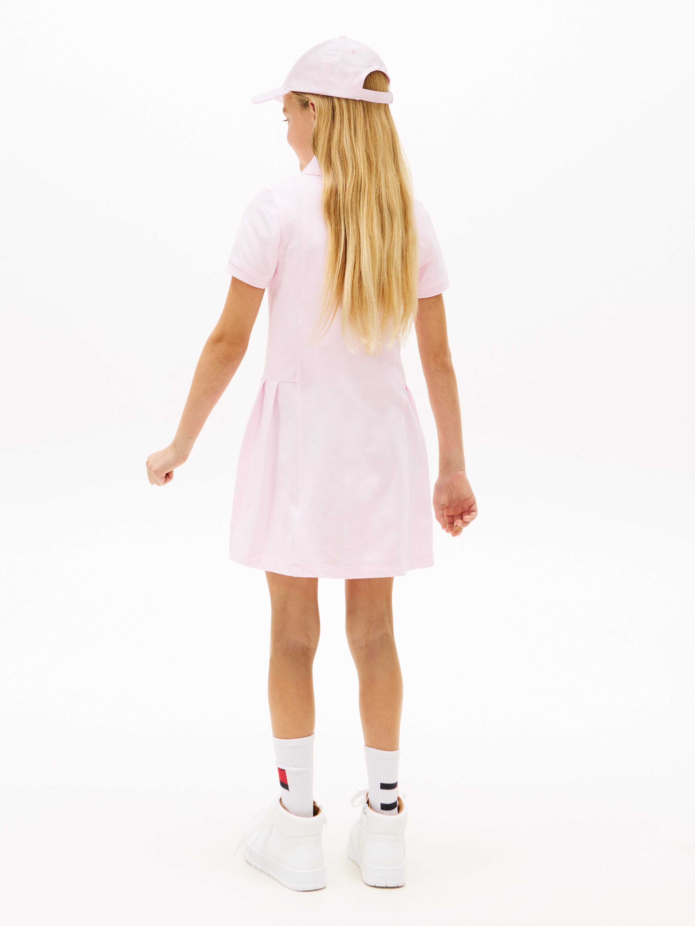 Vestido Tipo Polo com Saia com Pregas Rosa-2