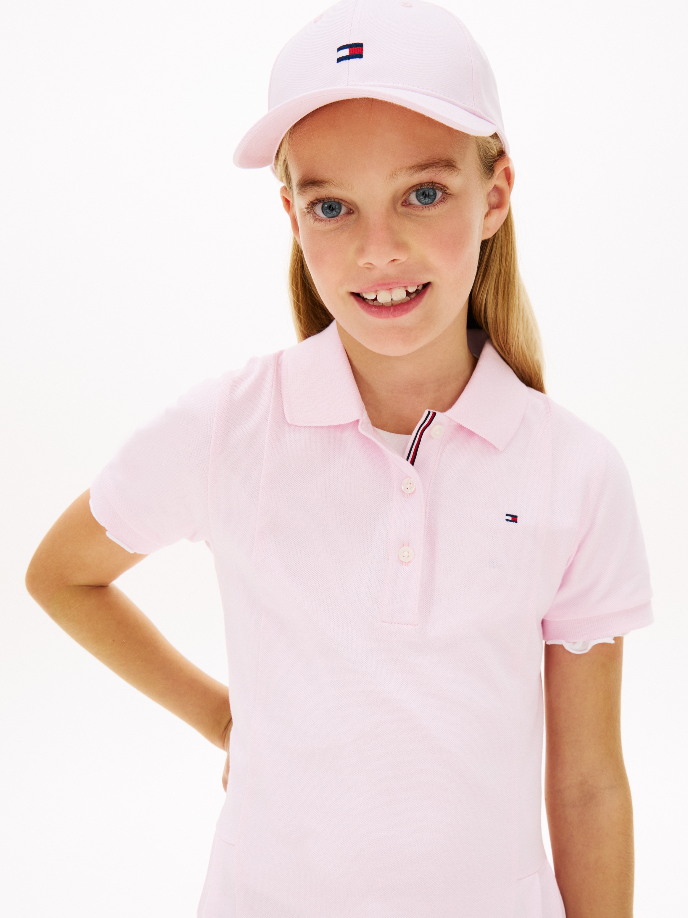 Vestido Tipo Polo com Saia com Pregas Rosa-4