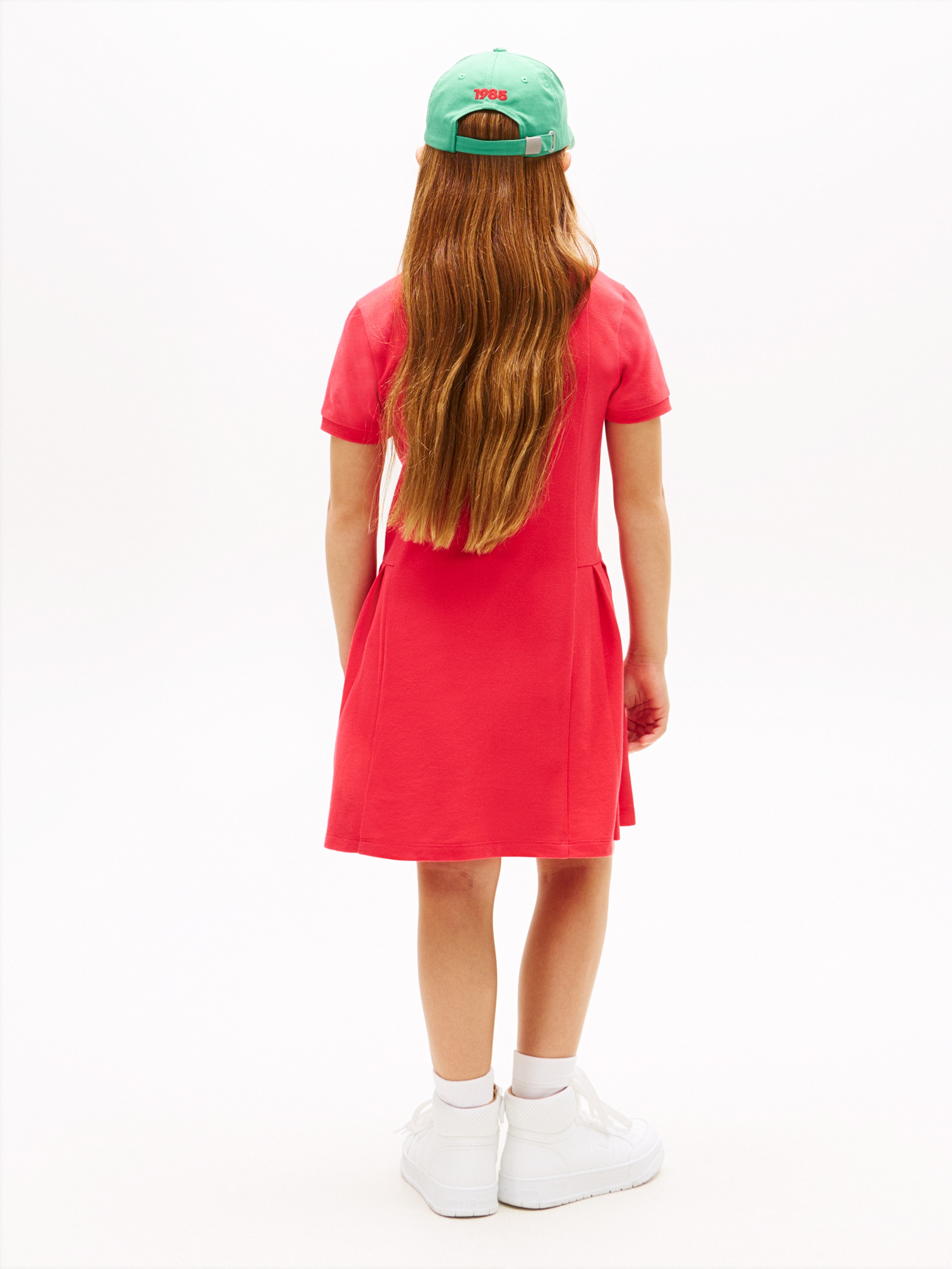 Vestido Tipo Polo com Saia com Pregas Vermelho-2