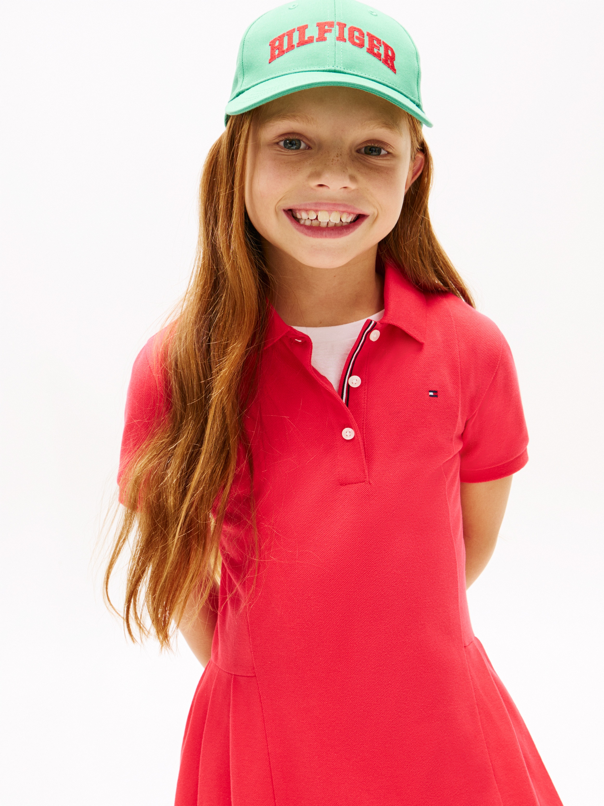 Vestido Tipo Polo com Saia com Pregas Vermelho-3
