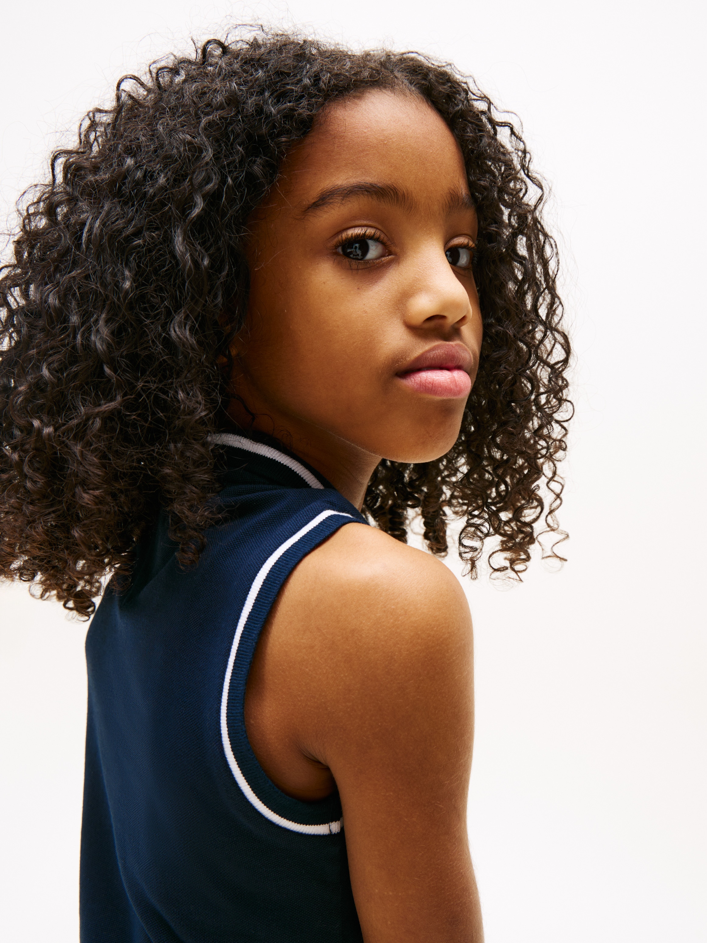 Vestido Tipo Polo sem Mangas Azul-3