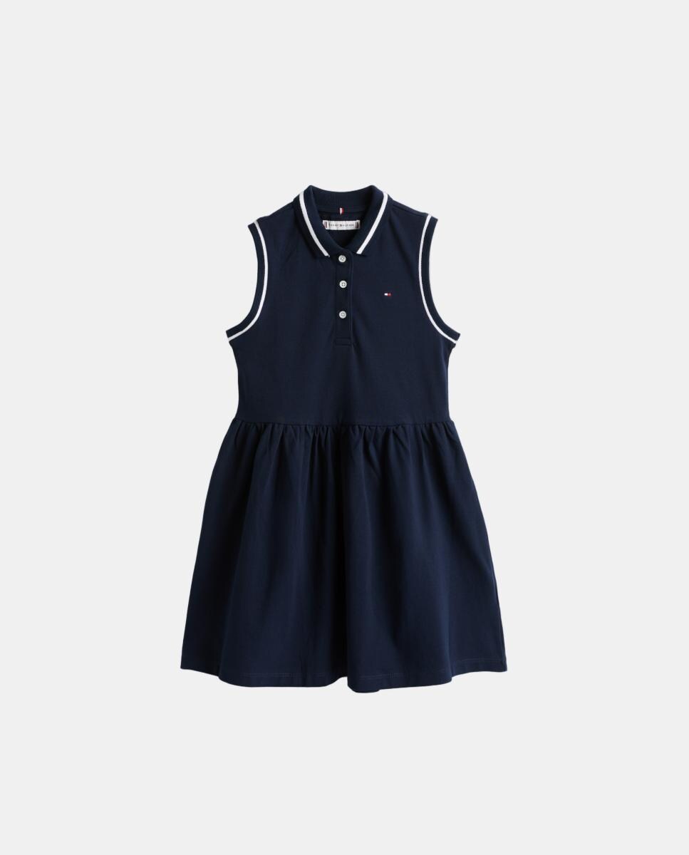 Vestido Tipo Polo sem Mangas Azul-5