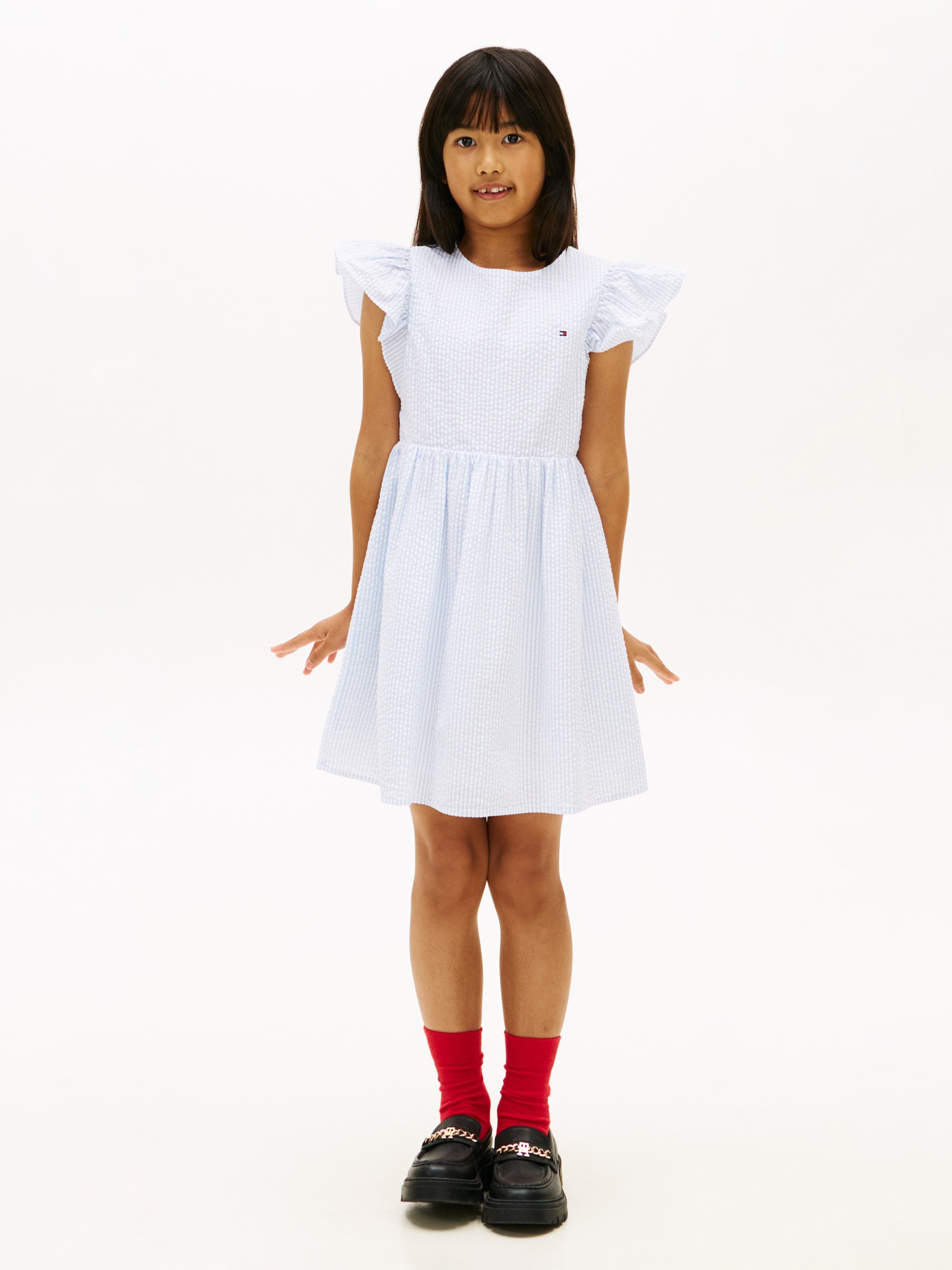 Imagem 0 de Vestido em Seersucker com Folhos nas Mangas
