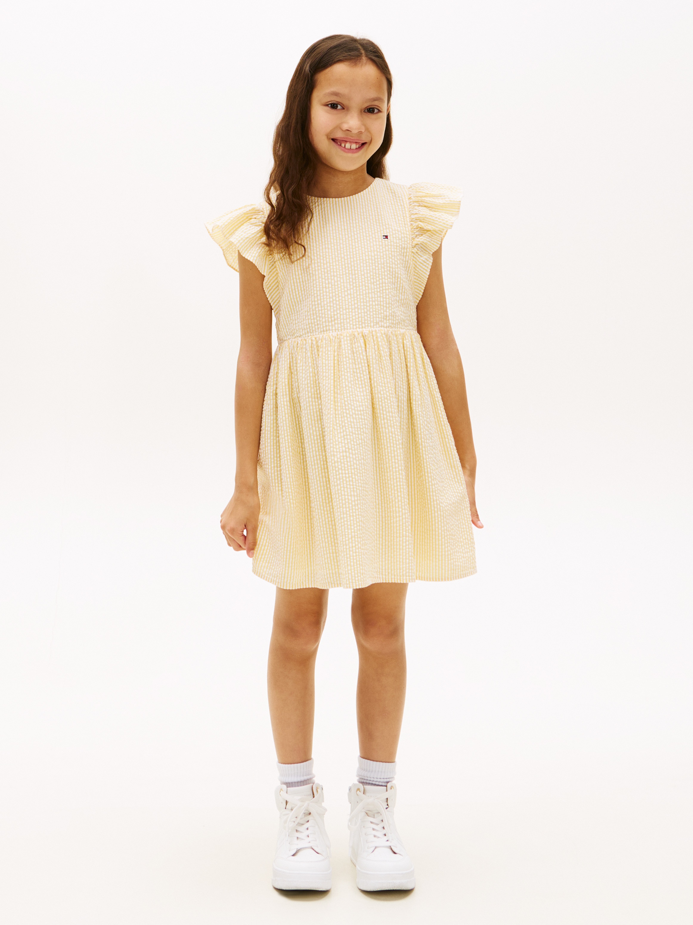Imagem 0 de Vestido em Seersucker com Folhos nas Mangas