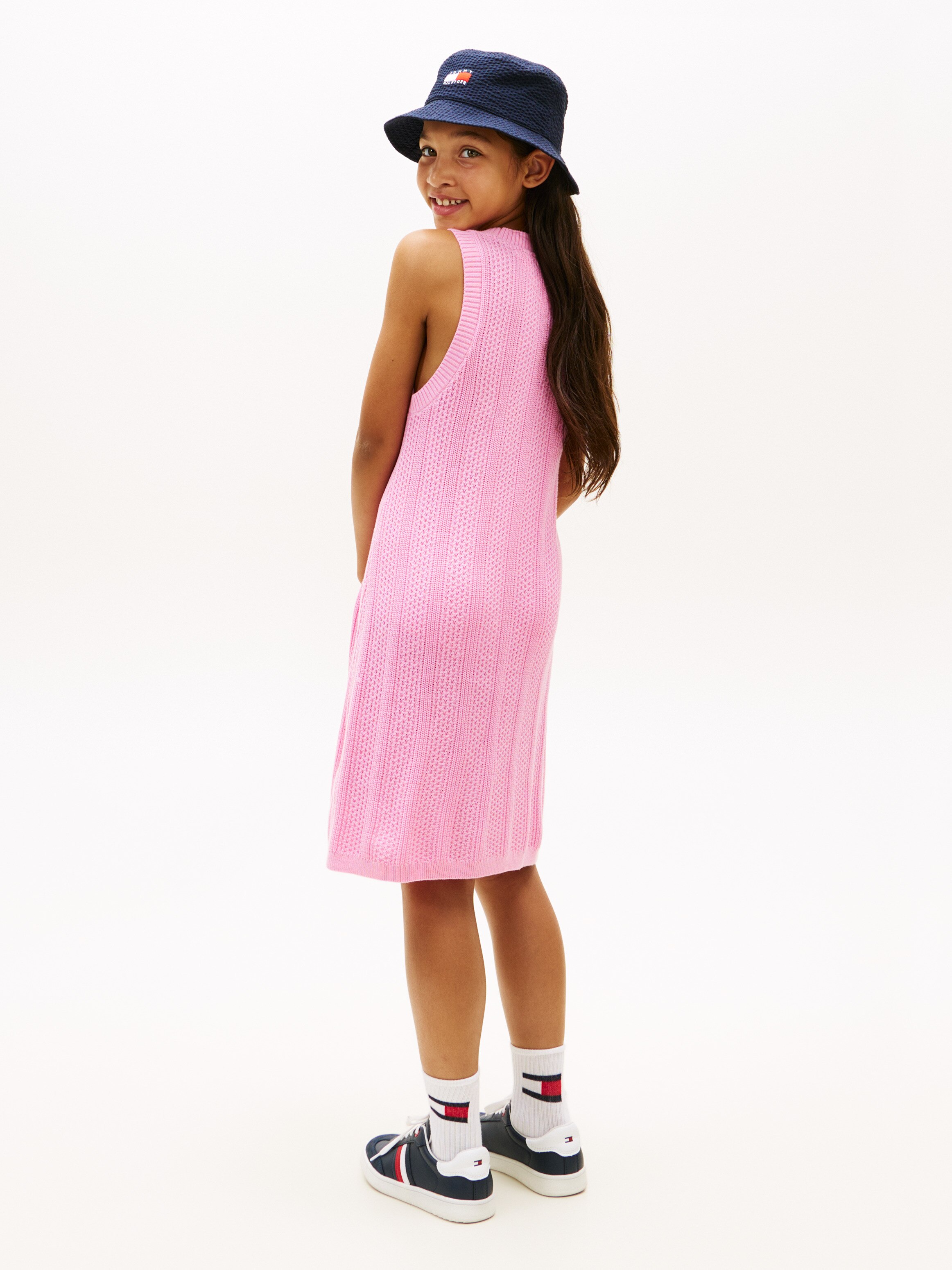 Vestido de Crochet com Logótipo Bordado Rosa-2