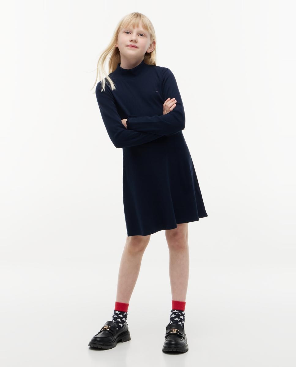 Imagem 0 de Vestido de Malha Canelada com Gola Alta