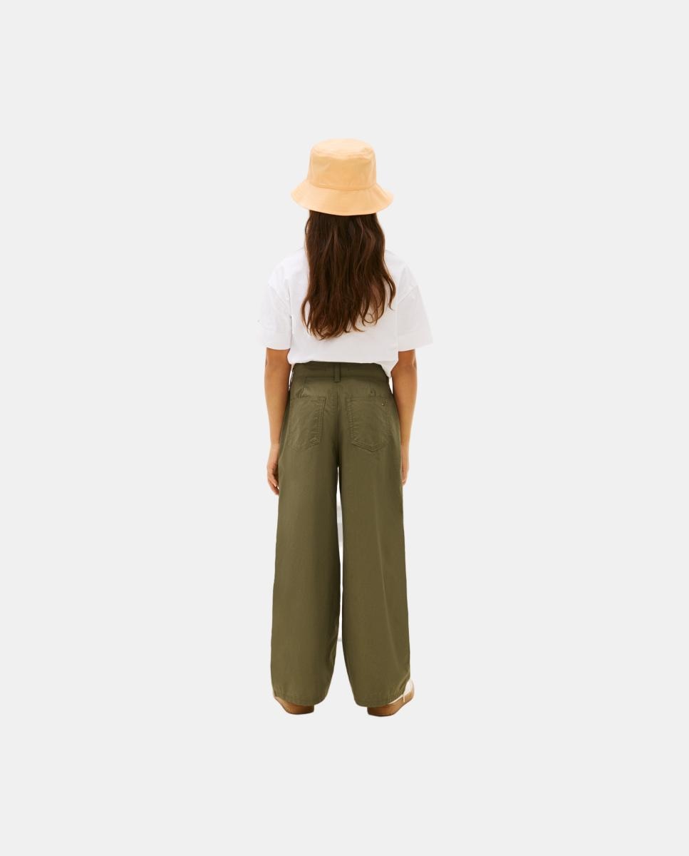 Calças de Algodão com Pinças Tommy Hilfiger Verde-3