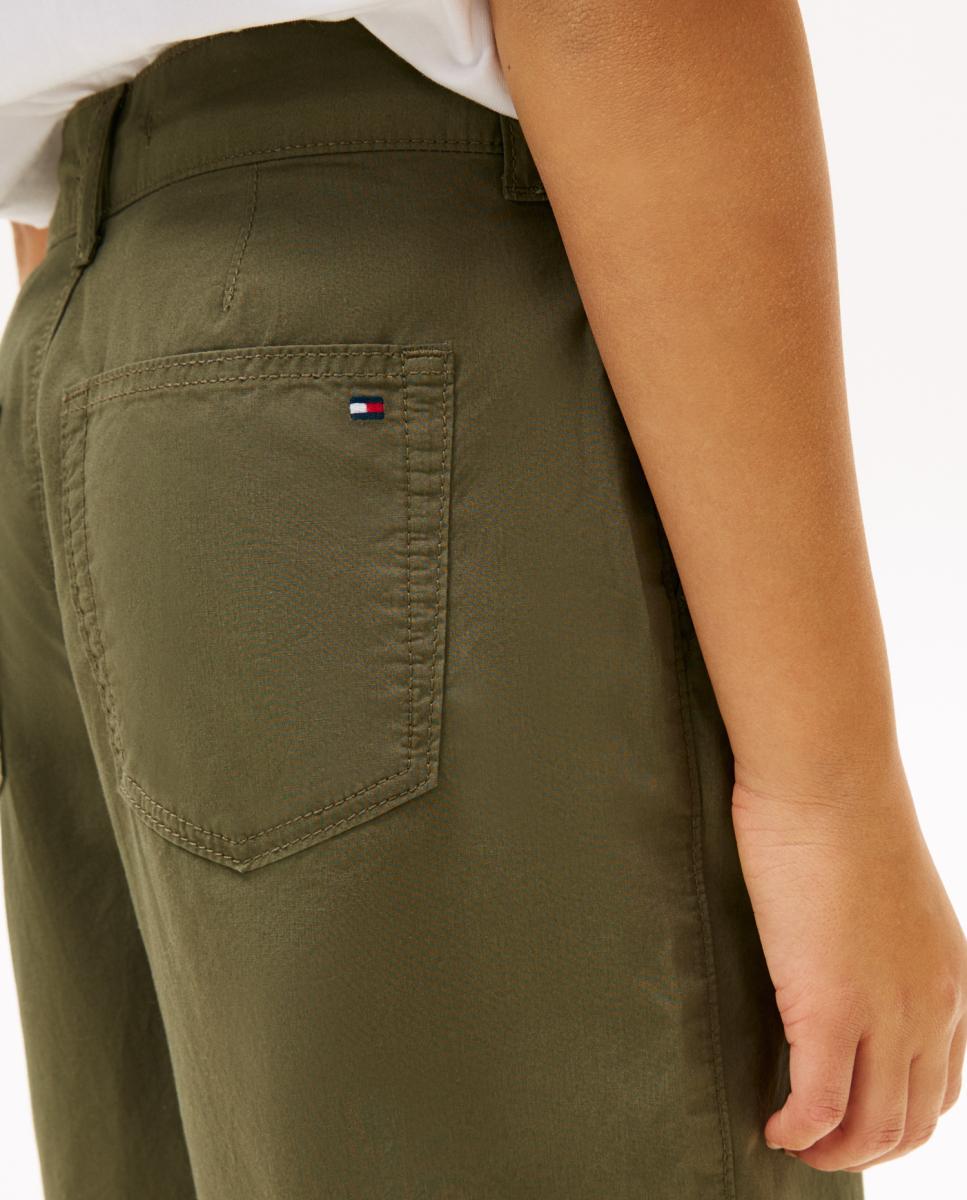 Calças de Algodão com Pinças Tommy Hilfiger Verde-4