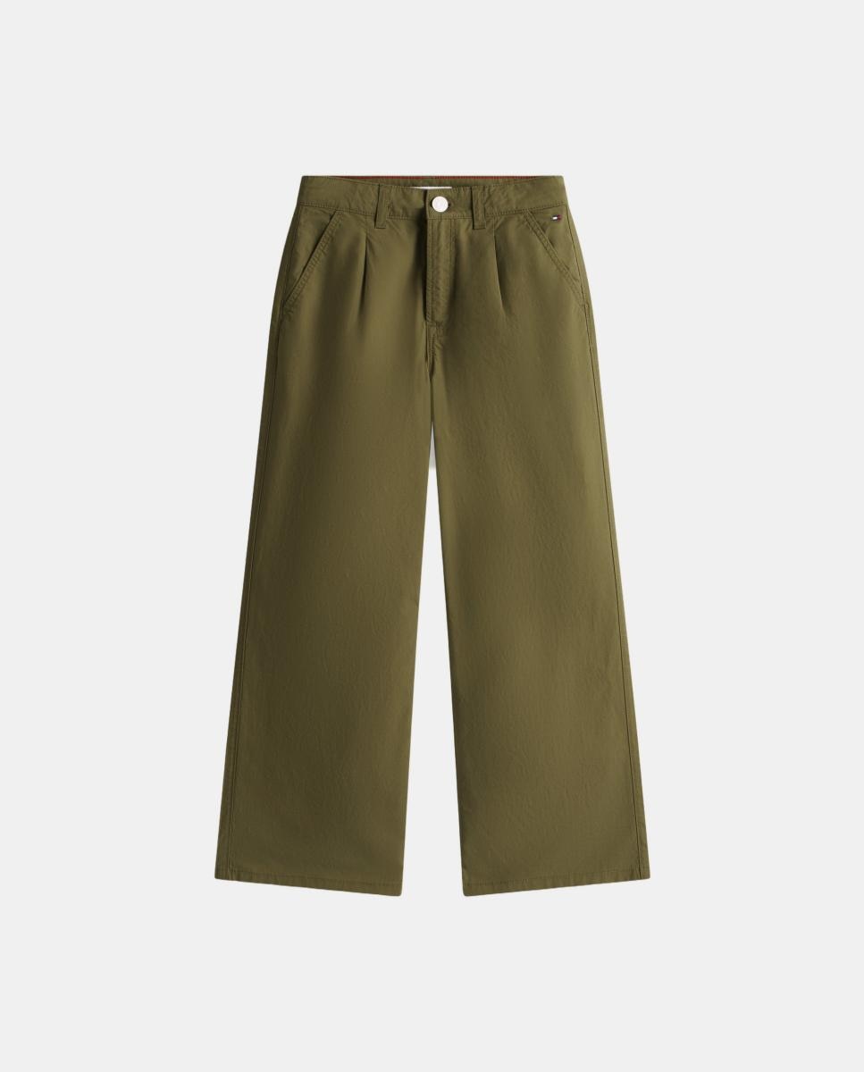 Calças de Algodão com Pinças Tommy Hilfiger Verde-5