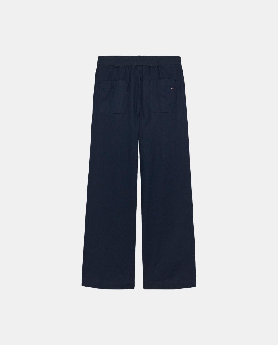 Calças de Linho com Cinto Tommy Hilfiger Azul-2
