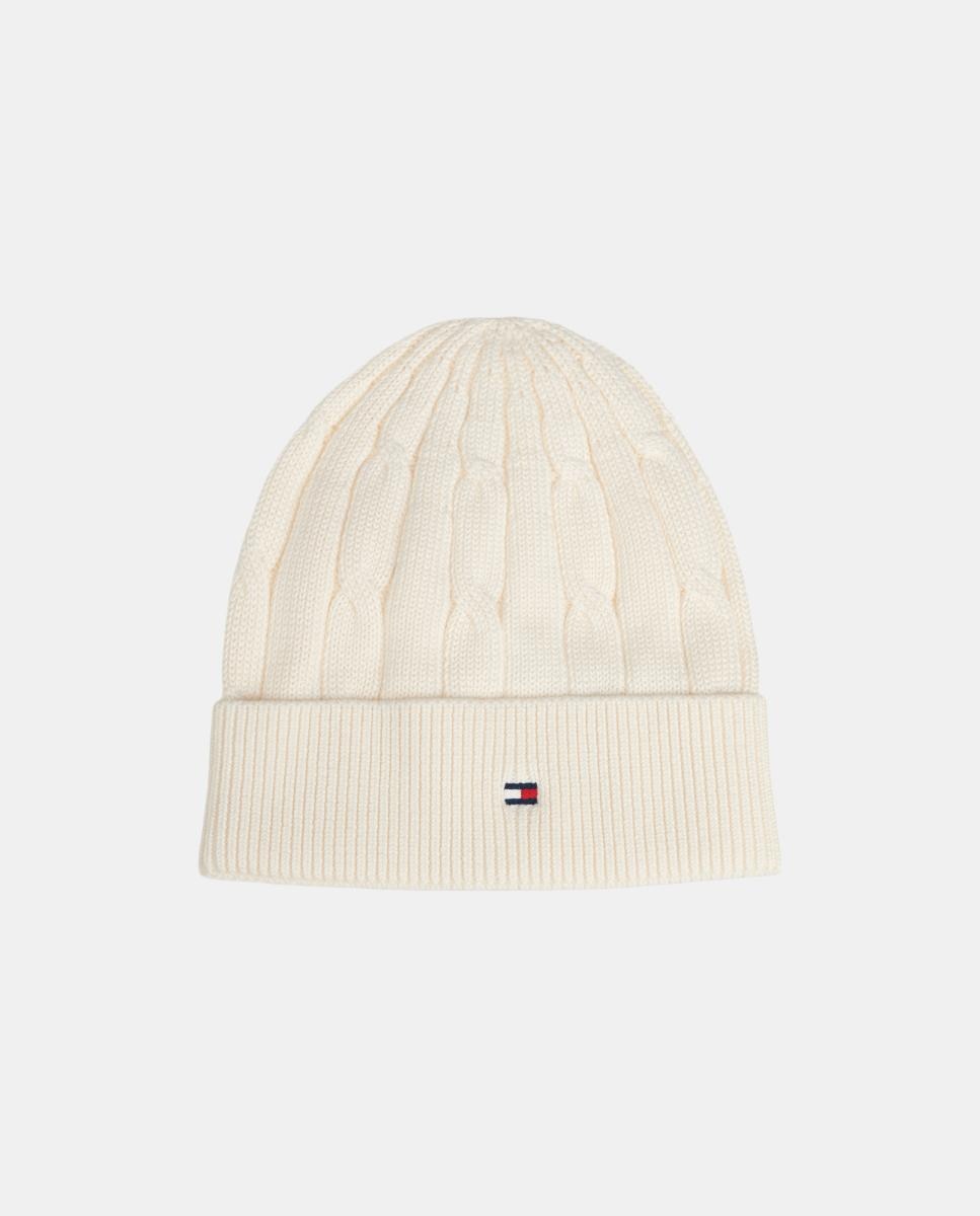 Gorro de niña de punto de cable - Tommy Hilfiger - Blanco Blanco-1