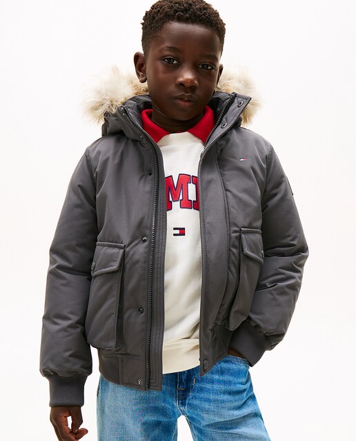 Imagem 0 de Parka Acolchoada Estilo Blusão Bomber com Capuz e Pelo