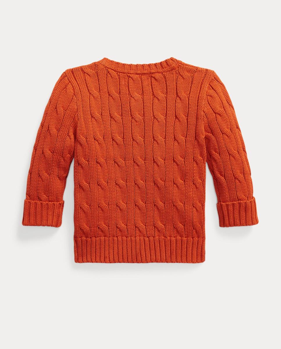 Camisola de Malha do Cabo de Algodão de Bebé Unissexo Polo Ralph Lauren Laranja-2