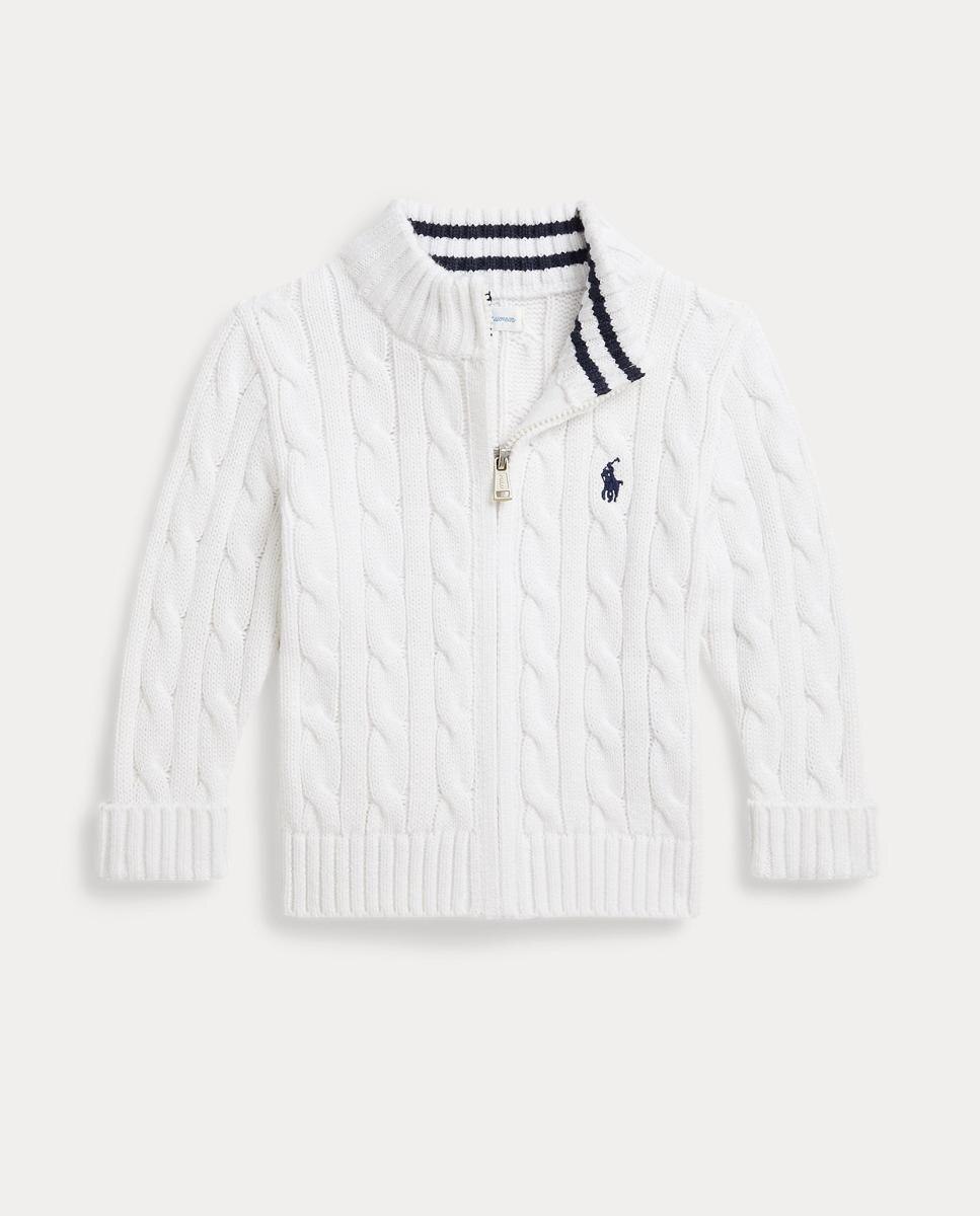 Chaqueta de punto de bebé unisex de algodón en punto de ochos - Polo Ralph Lauren - Blanco Blanco-1