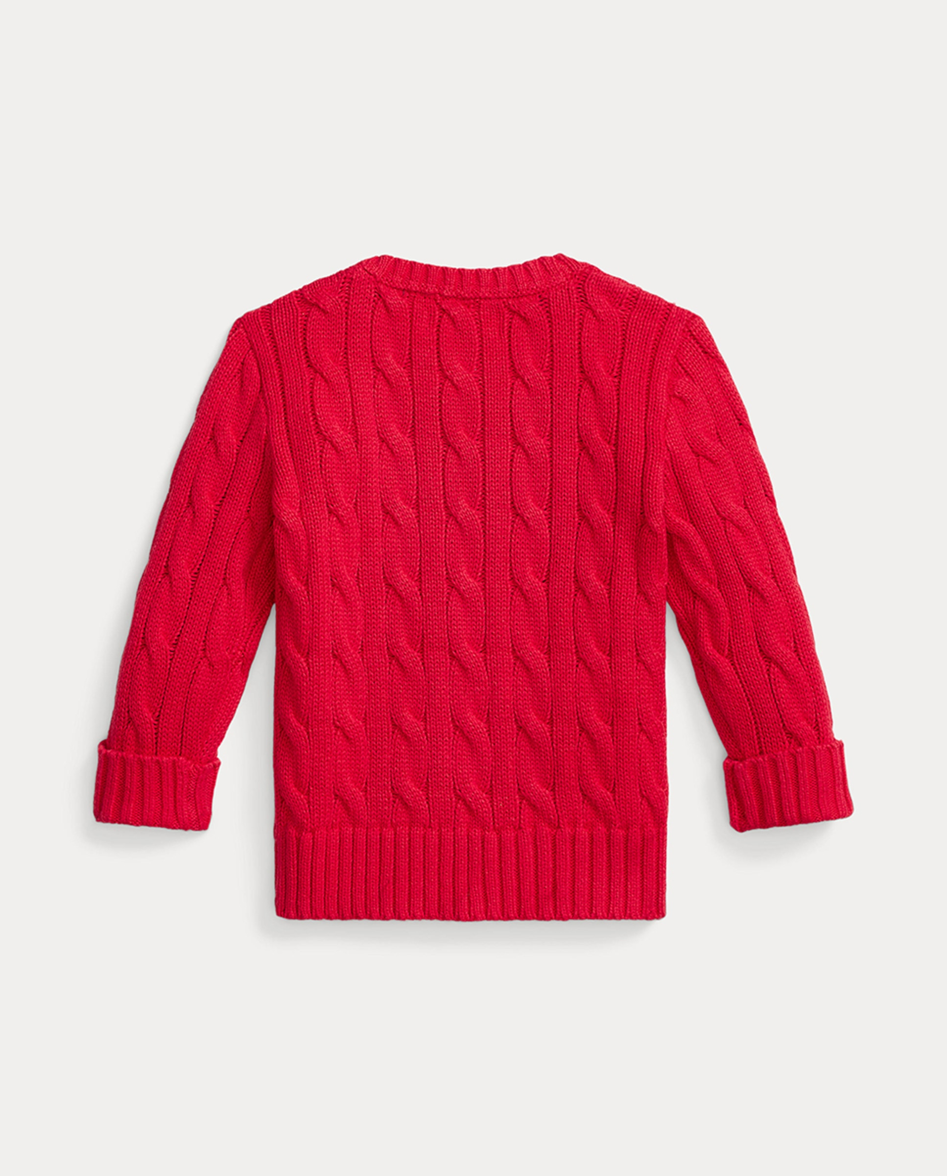 Camisola de Malha do Cabo de Algodão de Bebé Unissexo Polo Ralph Lauren Vermelho-2
