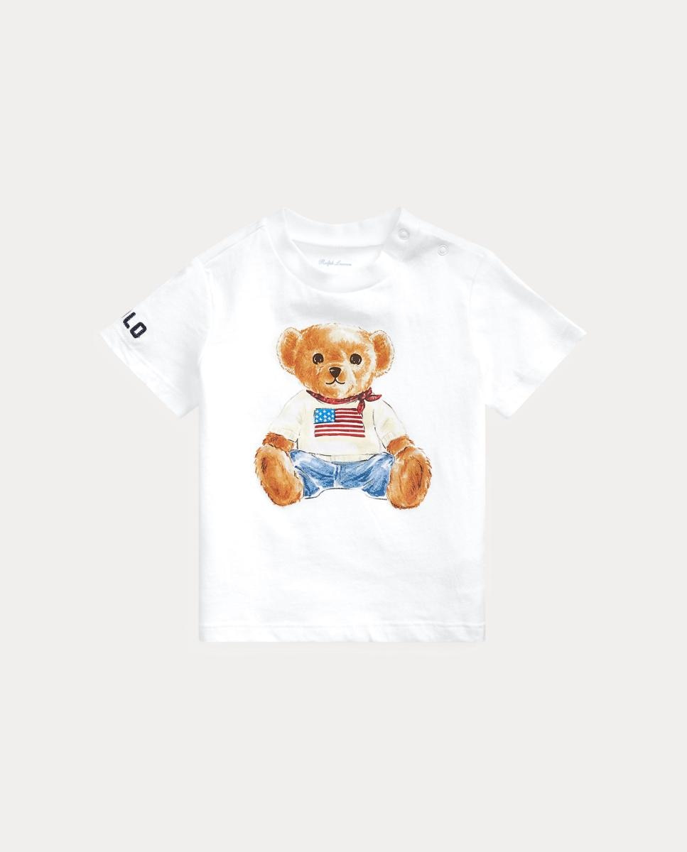 T-shirt de Malha Jersey de Bebé com Polo Bear Branco-1