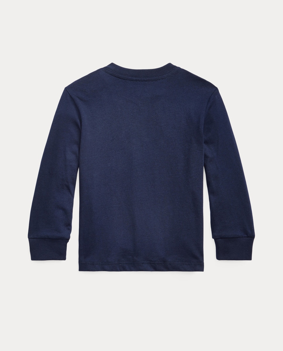 T-shirt de Algodão de Bebé com Cavalo Bordado Azul-marinho-2