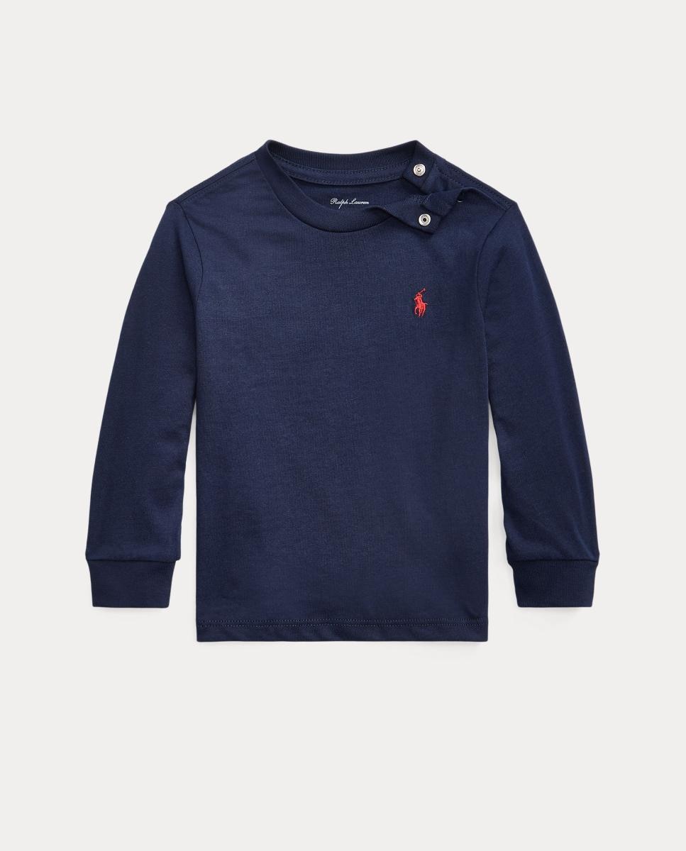 T-shirt de Algodão de Bebé com Cavalo Bordado Azul-marinho-5