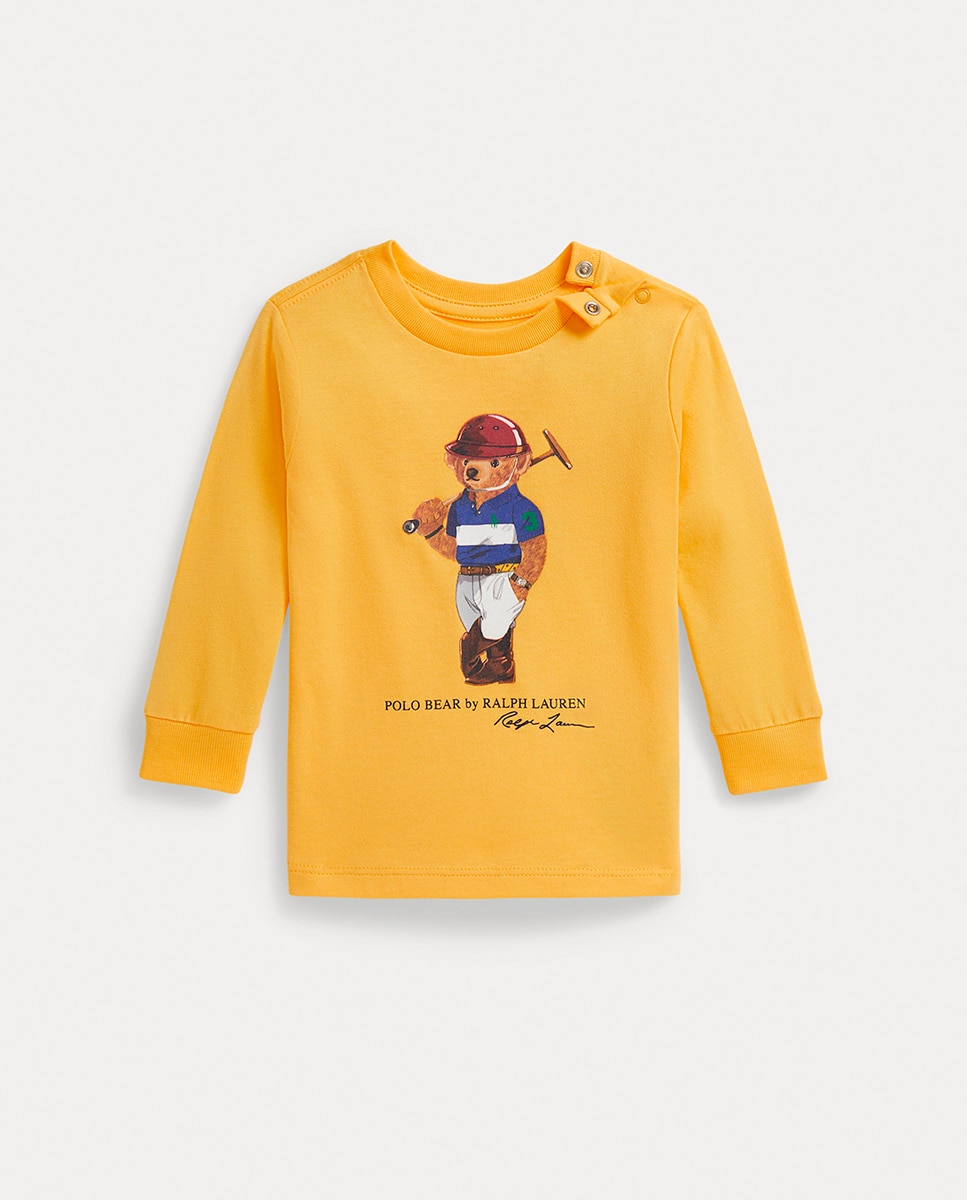 T-shirt de Bebé com Polo Bear e em Algodão Polo Ralph Lauren Amarelo-1