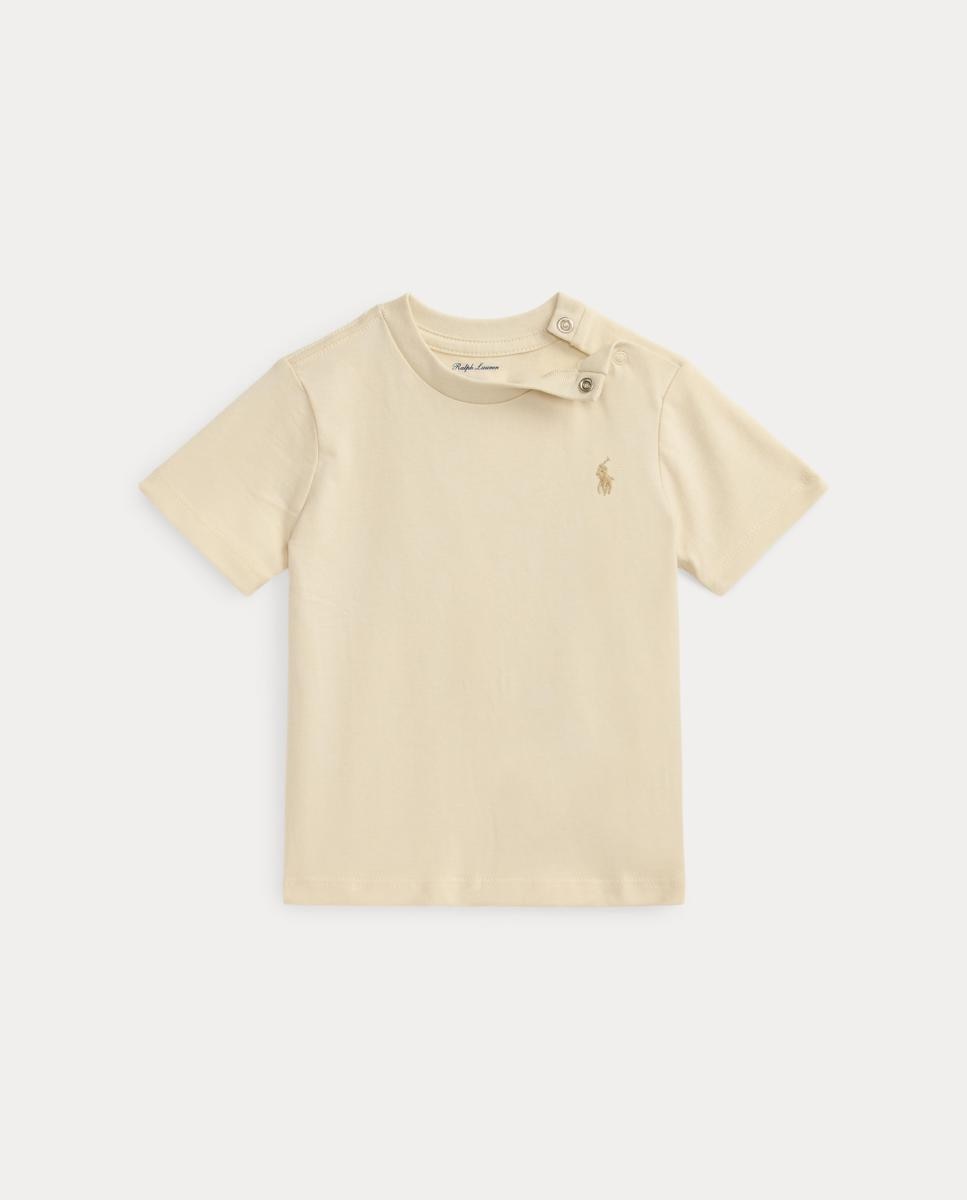 T-shirt de Malha de Algodão de Bebé Creme-1