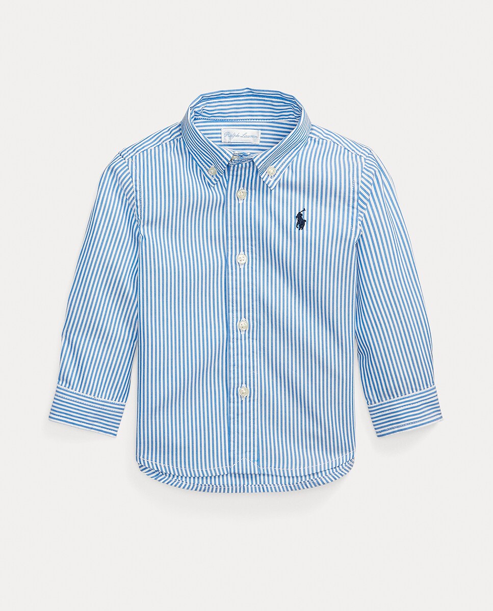 Camisa de bebé niño oxford de rayas 12 Meses/12M Azul claro
