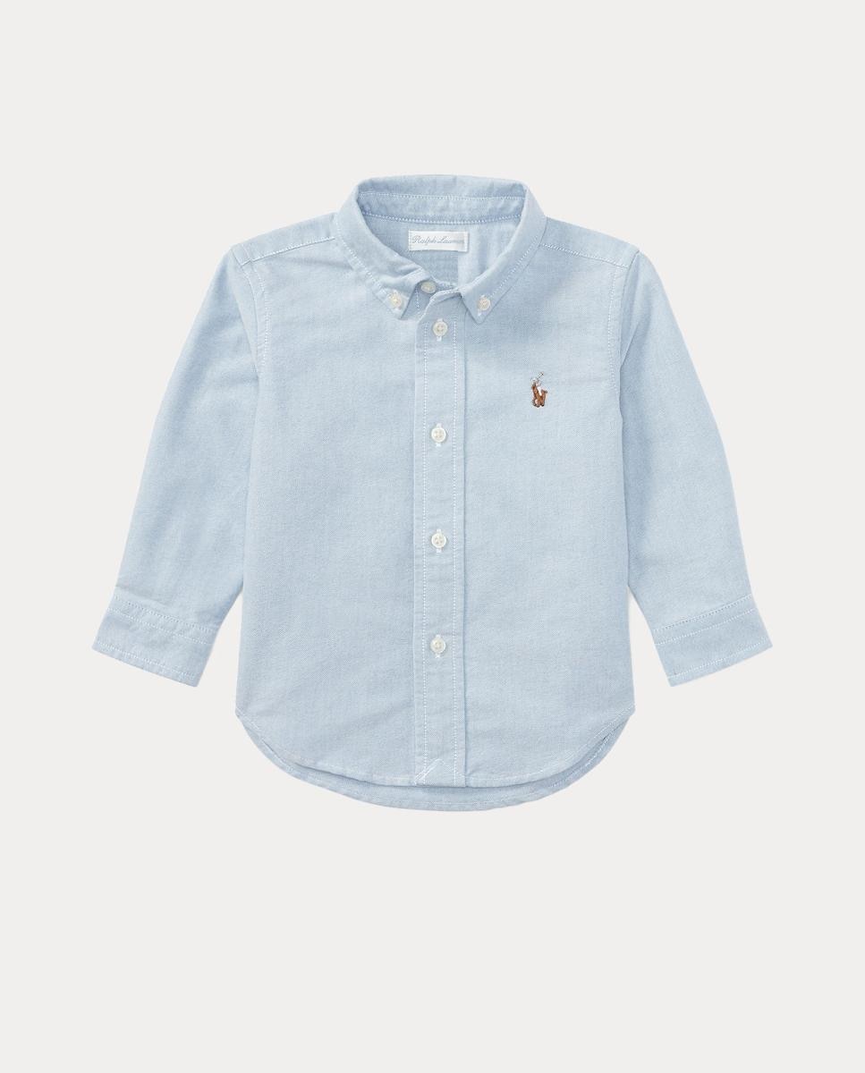 Camisa Oxford de Algodão de Bebé Azul-claro-1