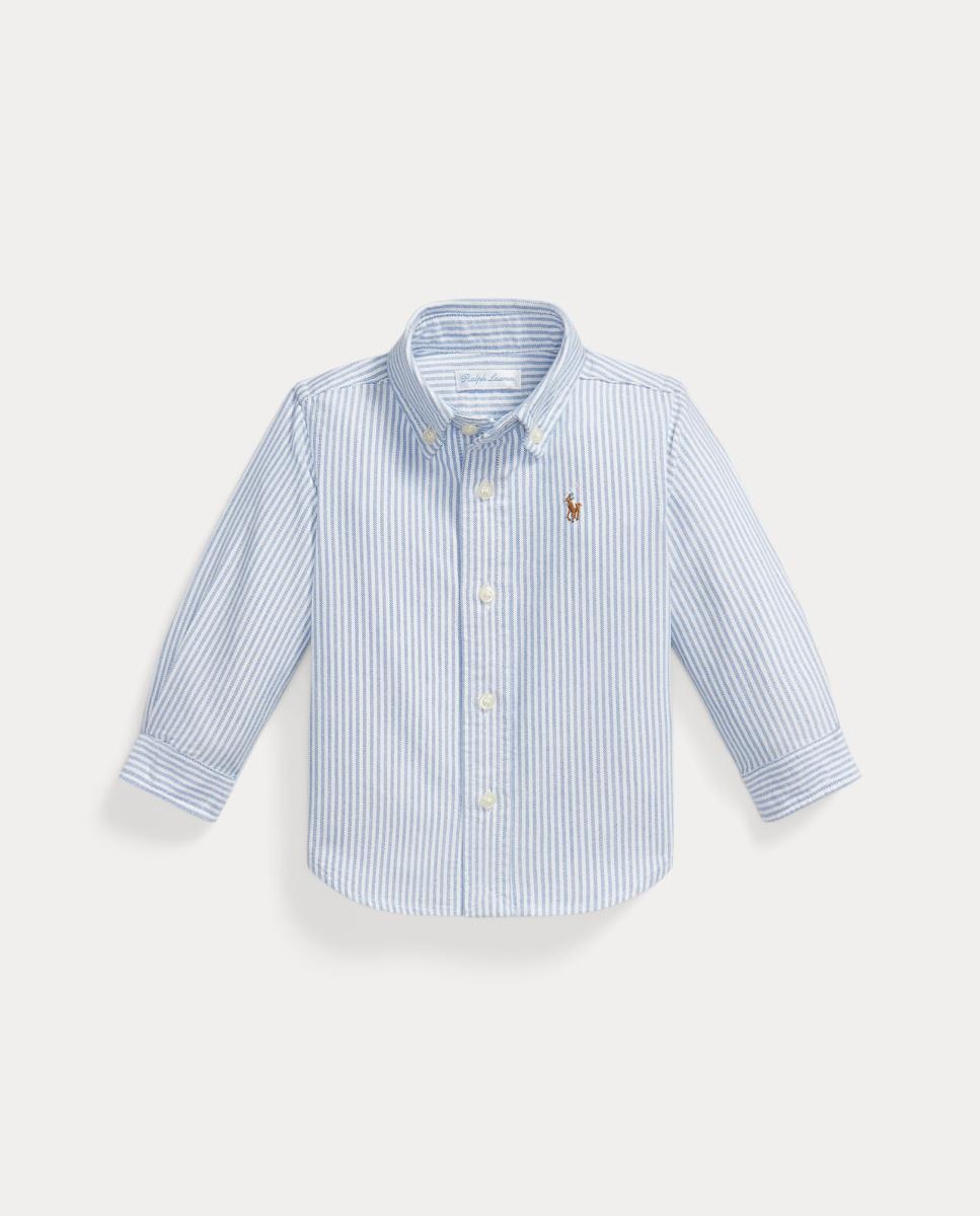 Camisa Oxford de Algodão de Bebé Azul-claro-1