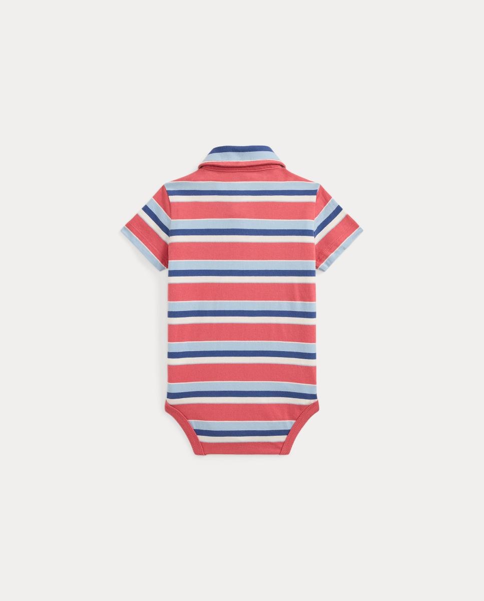 Body Clássico de Bebé Tipo Polo às Riscas Polo Ralph Lauren Coral-2