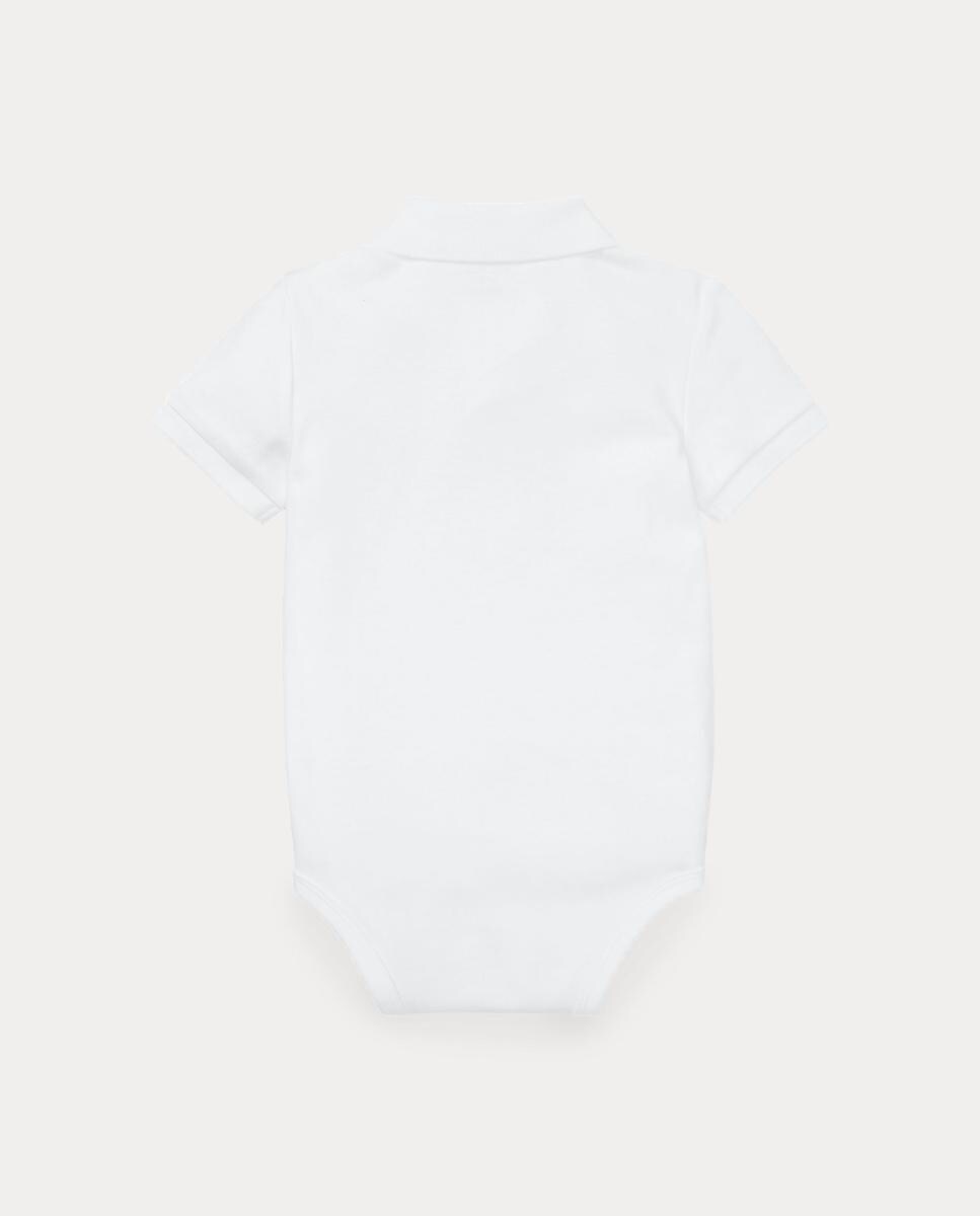 Body Unissexo Tipo Polo de Algodão Branco-2