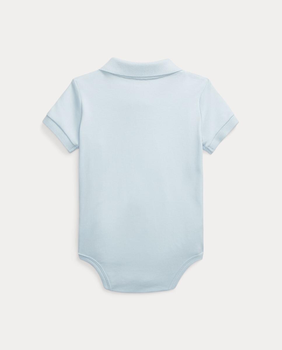 Body de Bebé Tipo Polo de Algodão Azul-claro-2