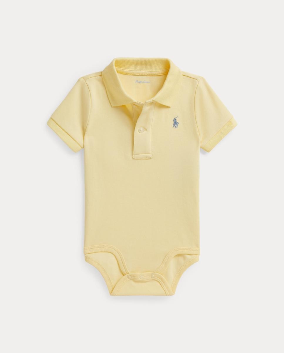 Body de Bebé Tipo Polo de Algodão Suave Polo Ralph Lauren Amarelo-1
