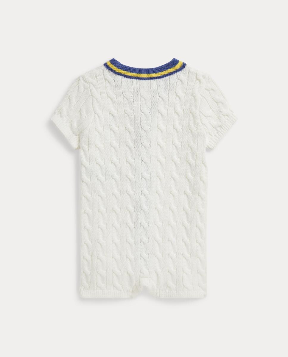 Babygrow de Malha do Cabo de Algodão de Bebé Polo Ralph Lauren Branco-marfim-2