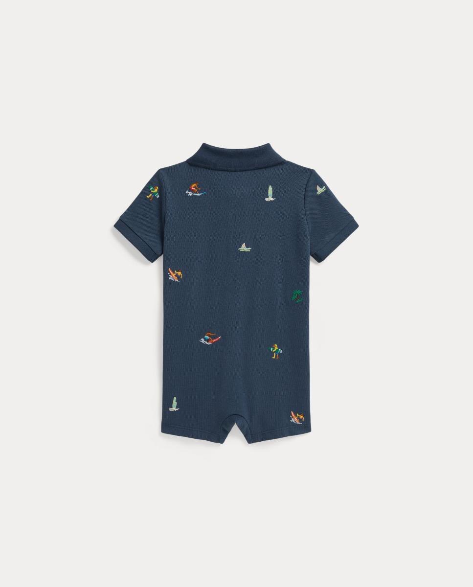 Babygrow Curto Tipo Polo de Algodão de Bebé Polo Ralph Lauren Petróleo-2