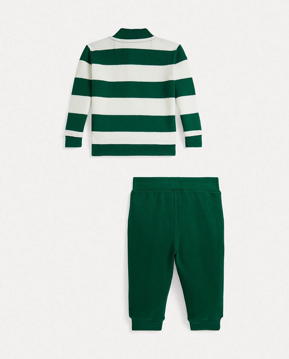 Conjunto de Calças e Polo Rugby de Bebé Verde-2