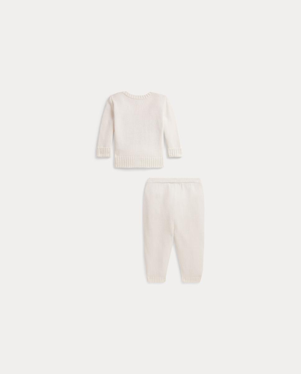 Conjunto unisex con jersey Polo Bear y pantalón de algodón - Polo Ralph Lauren - Crudo Crudo-2