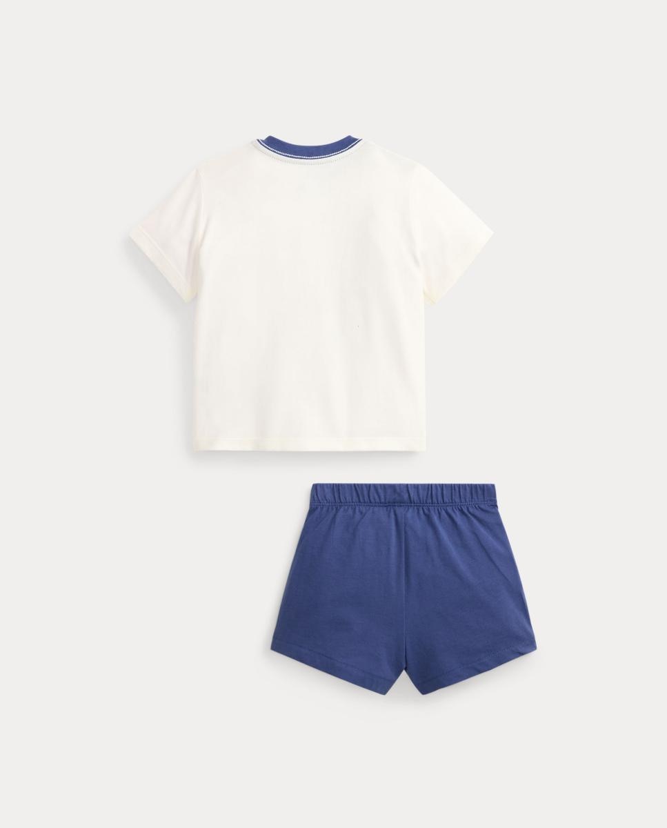 Conjunto de Bebé com Polo Bear e em Algodão Azul/Branco-2