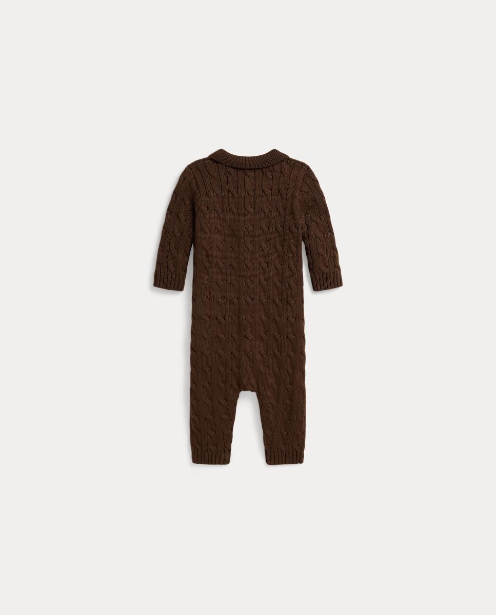 Babygrow de Malha do Cabo de Algodão de Bebé Polo Ralph Lauren Castanho-escuro-2