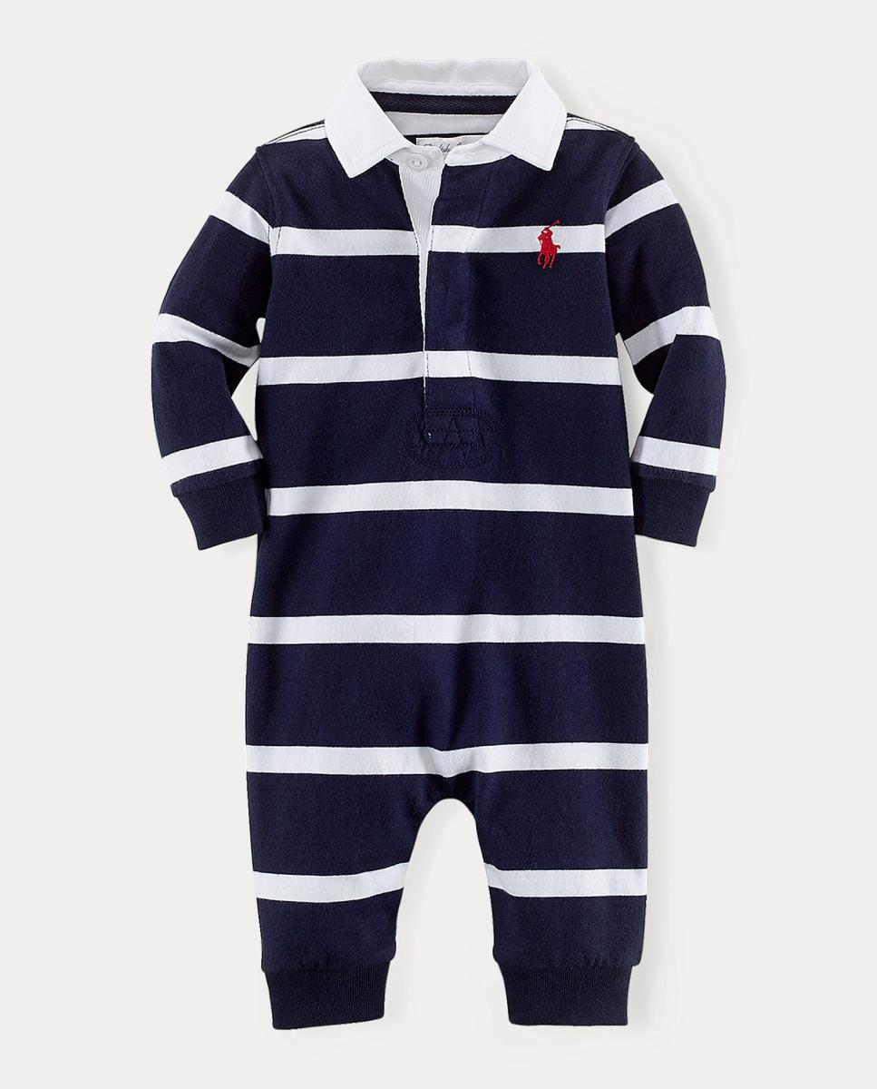 Babygrow de algodão de bebé ás riscas Azul-marinho-1