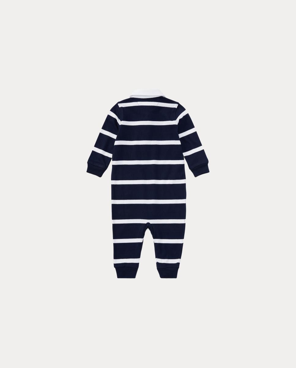 Babygrow de algodão de bebé ás riscas Azul-marinho-2