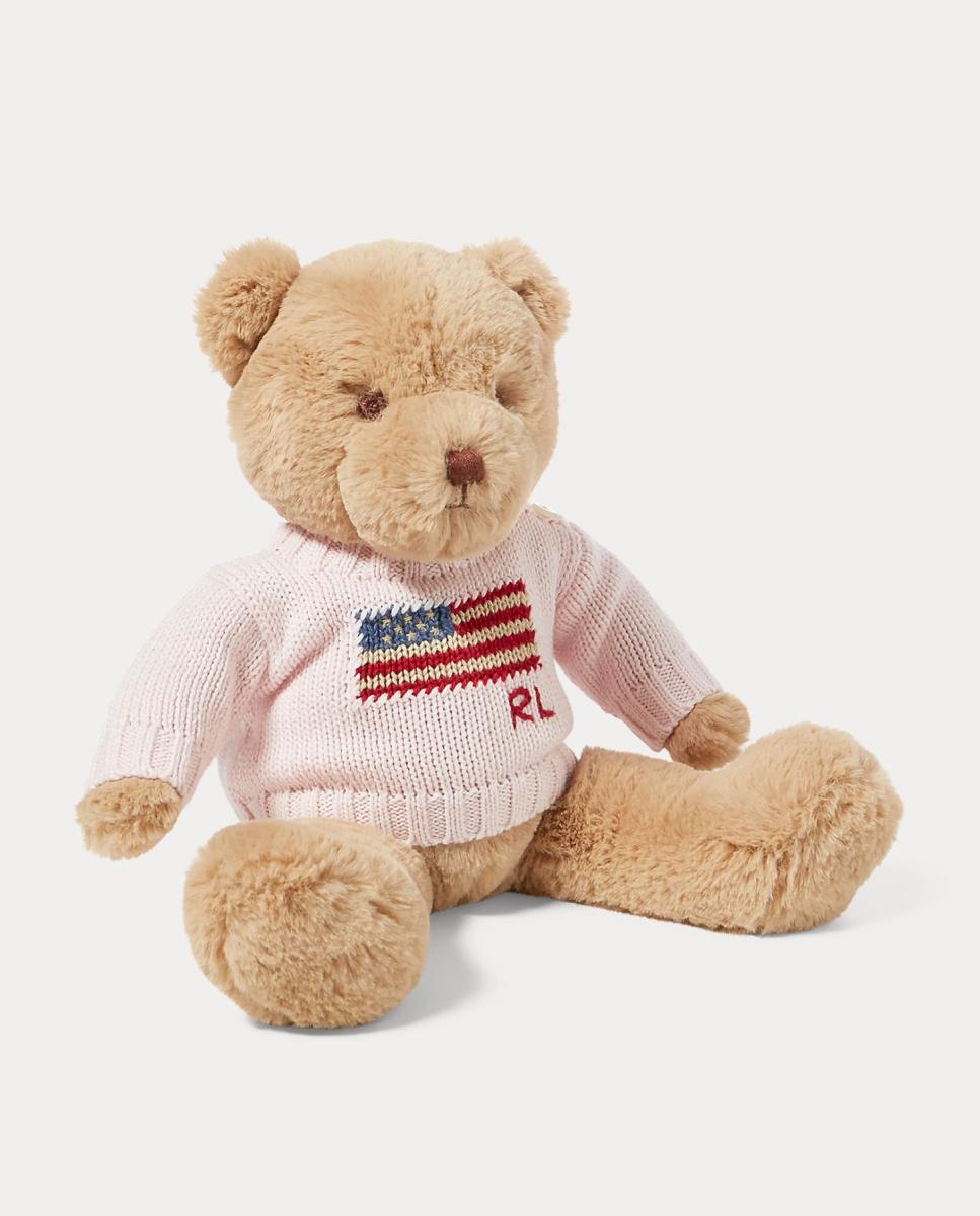 Peluche Polo Bear Pequeno com Camisola de Malha com Bandeira Polo Ralph Lauren Cru-1