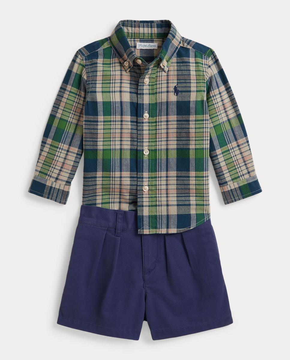 Imagem 0 de Conjunto de Bebé com Camisa de Madras e Calças