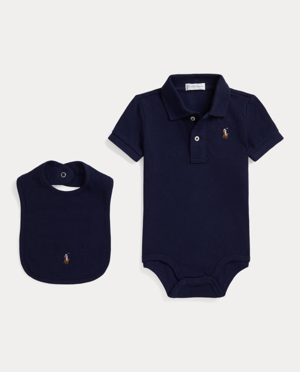 Caixa de Oferta de Duas Peças de Algodão de Bebé Polo Ralph Lauren Azul-marinho-2