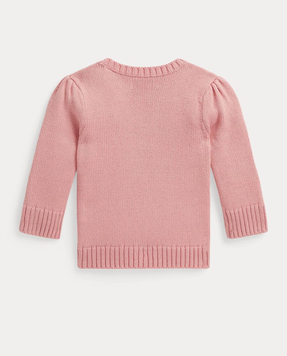 Camisola de Malha com Polo Bear e Algodão Polo Ralph Lauren Rosa-2