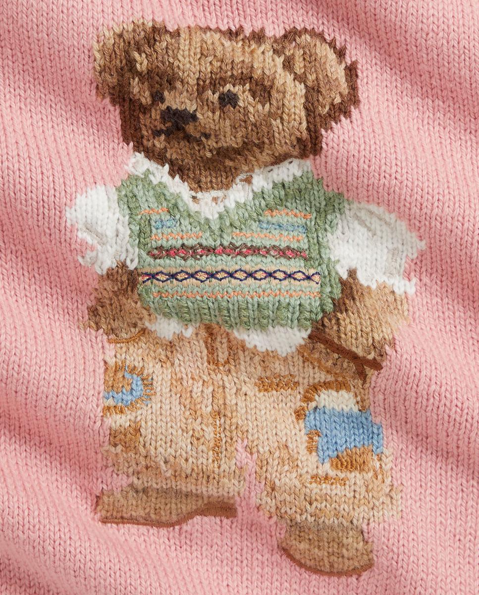 Camisola de Malha com Polo Bear e Algodão Polo Ralph Lauren Rosa-3