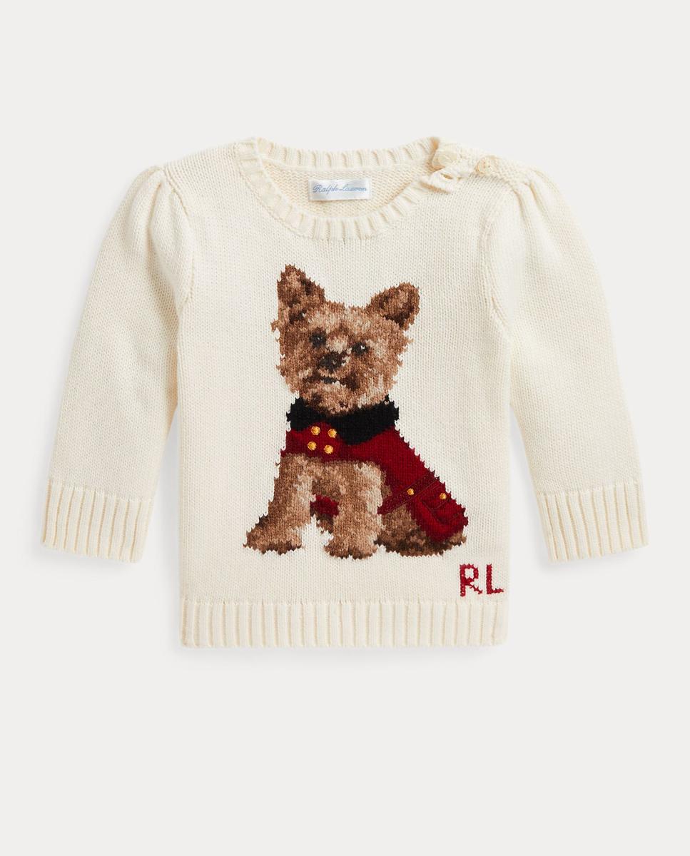 Jersey de bebé niña de algodón con perro - Polo Ralph Lauren - Crema Crema-1